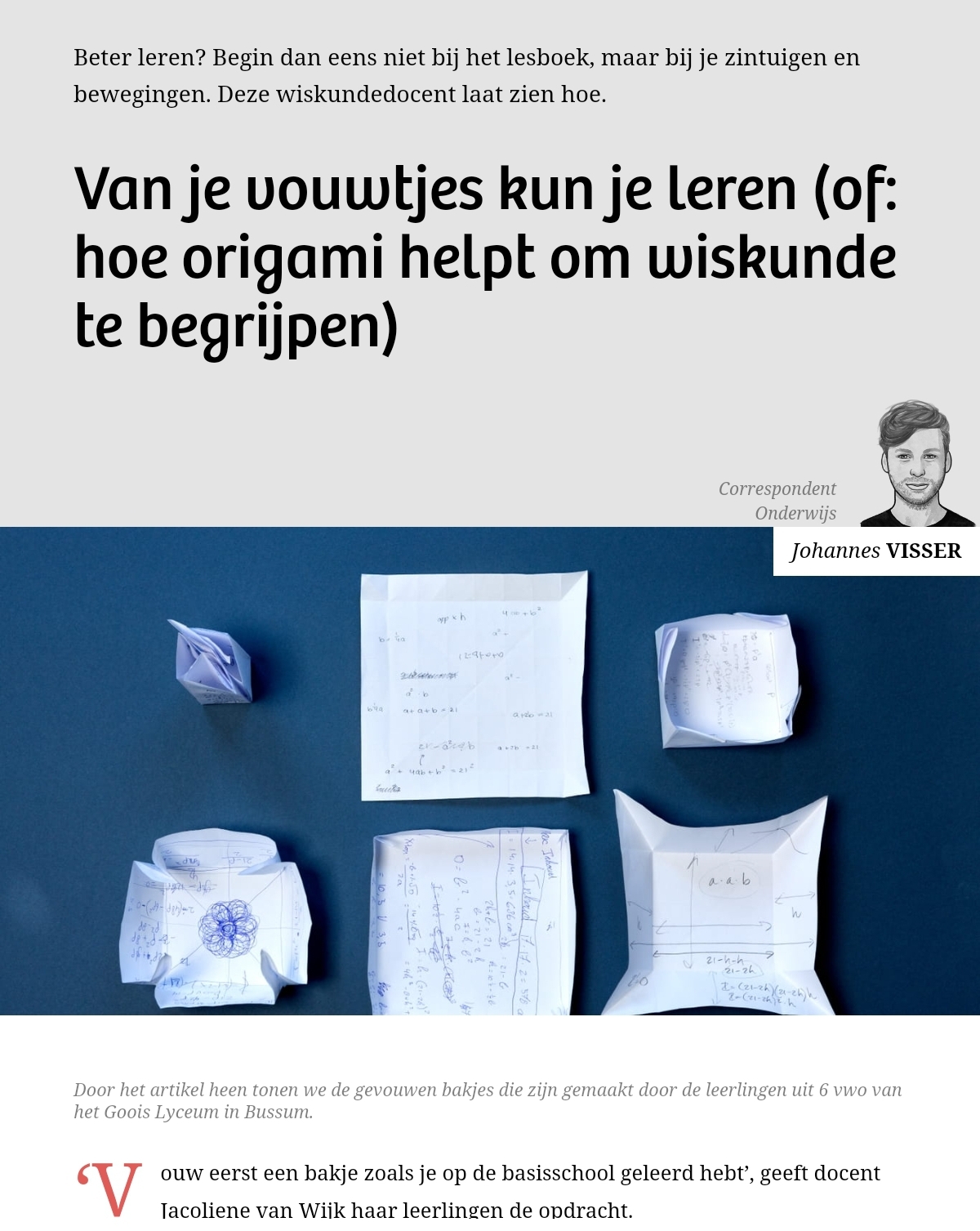 Wiskunde leren met origami